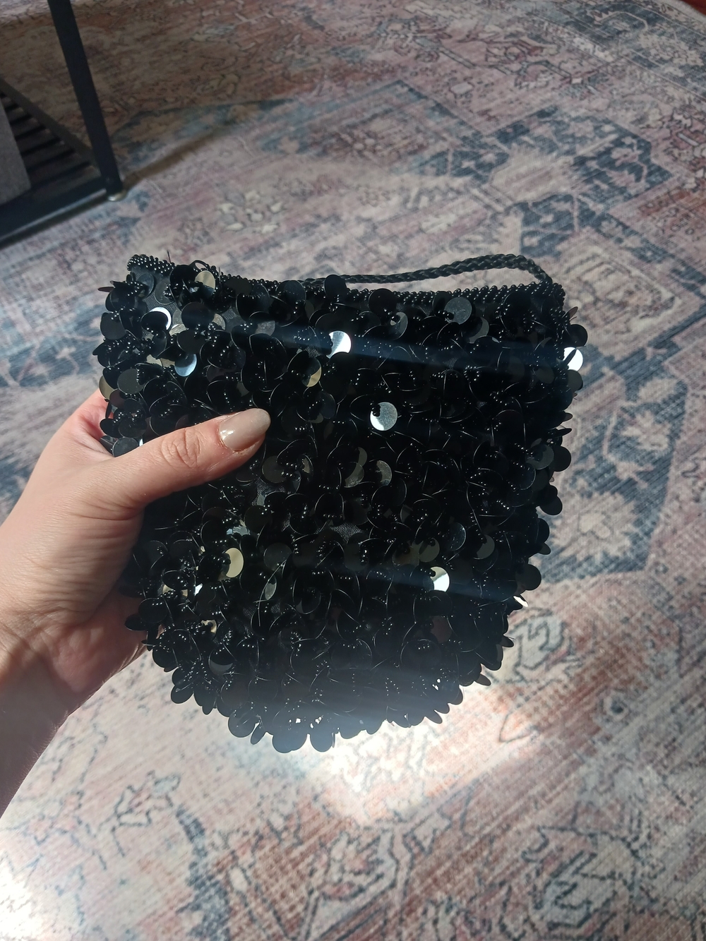 Lancome Black Sequin Crossbody Bag - Picture 6 of 7